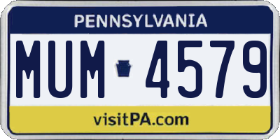 PA license plate MUM4579