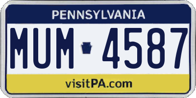 PA license plate MUM4587