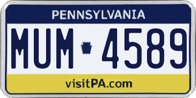 PA license plate MUM4589
