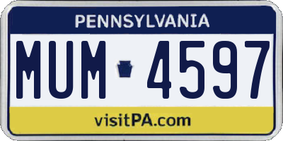 PA license plate MUM4597