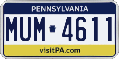 PA license plate MUM4611