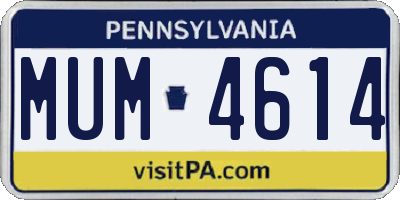 PA license plate MUM4614