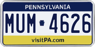 PA license plate MUM4626