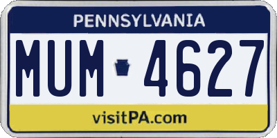 PA license plate MUM4627