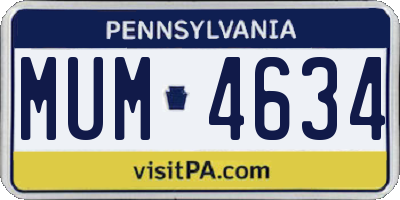 PA license plate MUM4634