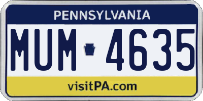 PA license plate MUM4635