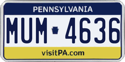 PA license plate MUM4636