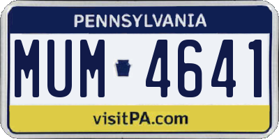 PA license plate MUM4641
