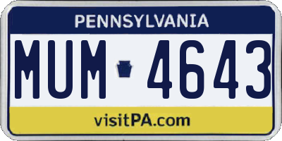PA license plate MUM4643