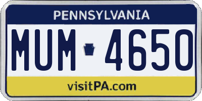 PA license plate MUM4650