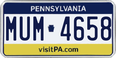 PA license plate MUM4658