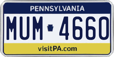 PA license plate MUM4660