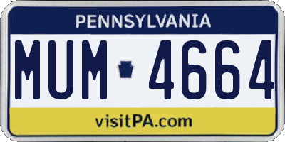 PA license plate MUM4664