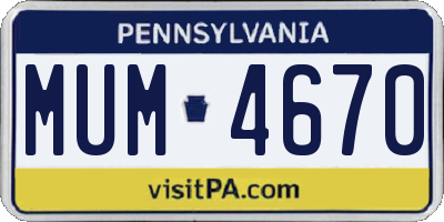 PA license plate MUM4670