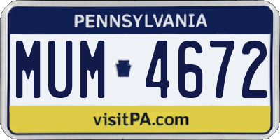 PA license plate MUM4672