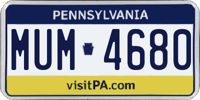 PA license plate MUM4680