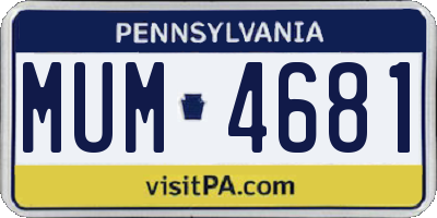PA license plate MUM4681