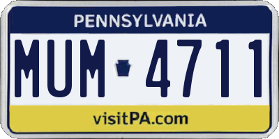 PA license plate MUM4711
