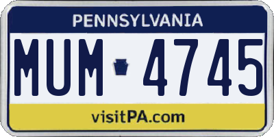 PA license plate MUM4745