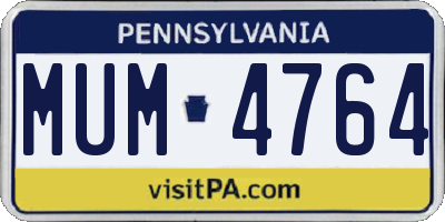 PA license plate MUM4764