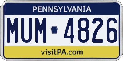 PA license plate MUM4826