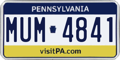 PA license plate MUM4841