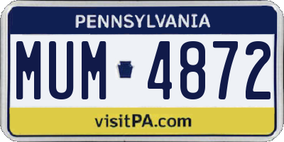 PA license plate MUM4872