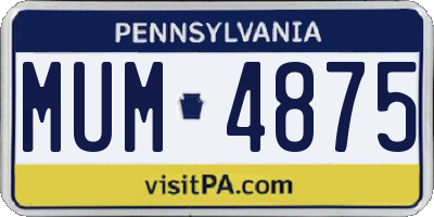 PA license plate MUM4875