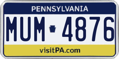 PA license plate MUM4876