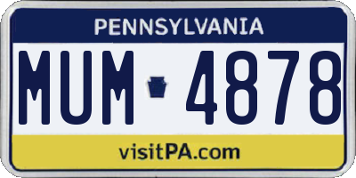 PA license plate MUM4878