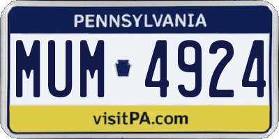 PA license plate MUM4924