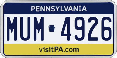 PA license plate MUM4926
