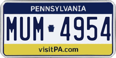 PA license plate MUM4954