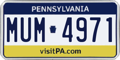 PA license plate MUM4971