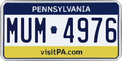 PA license plate MUM4976