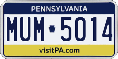PA license plate MUM5014