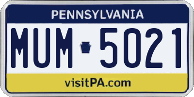 PA license plate MUM5021