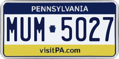 PA license plate MUM5027