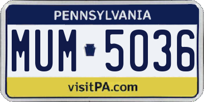PA license plate MUM5036