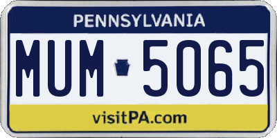 PA license plate MUM5065