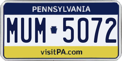 PA license plate MUM5072
