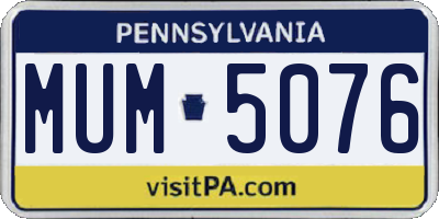 PA license plate MUM5076