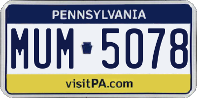 PA license plate MUM5078