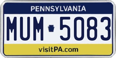 PA license plate MUM5083