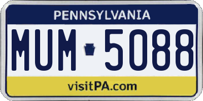 PA license plate MUM5088