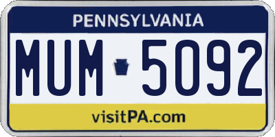 PA license plate MUM5092