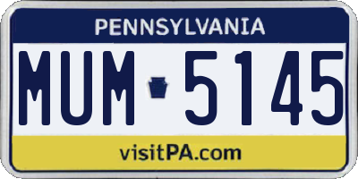PA license plate MUM5145