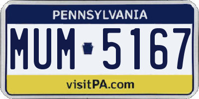 PA license plate MUM5167