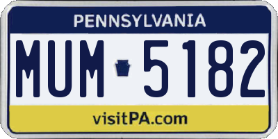 PA license plate MUM5182