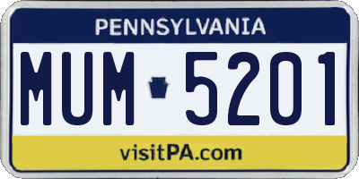PA license plate MUM5201
